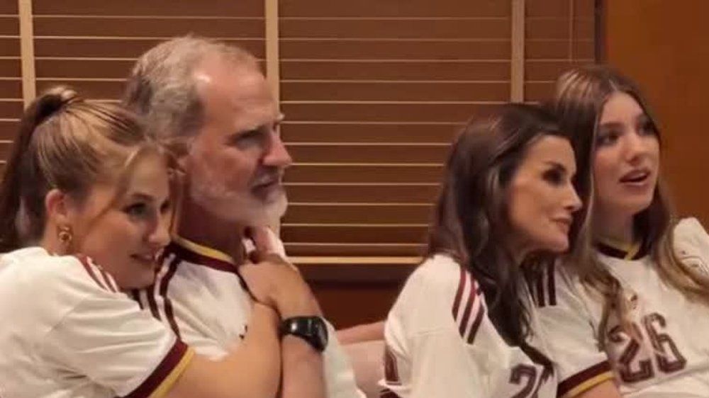 Football World Cup: Spanish Royals celebrate semifinal victory in front of the television