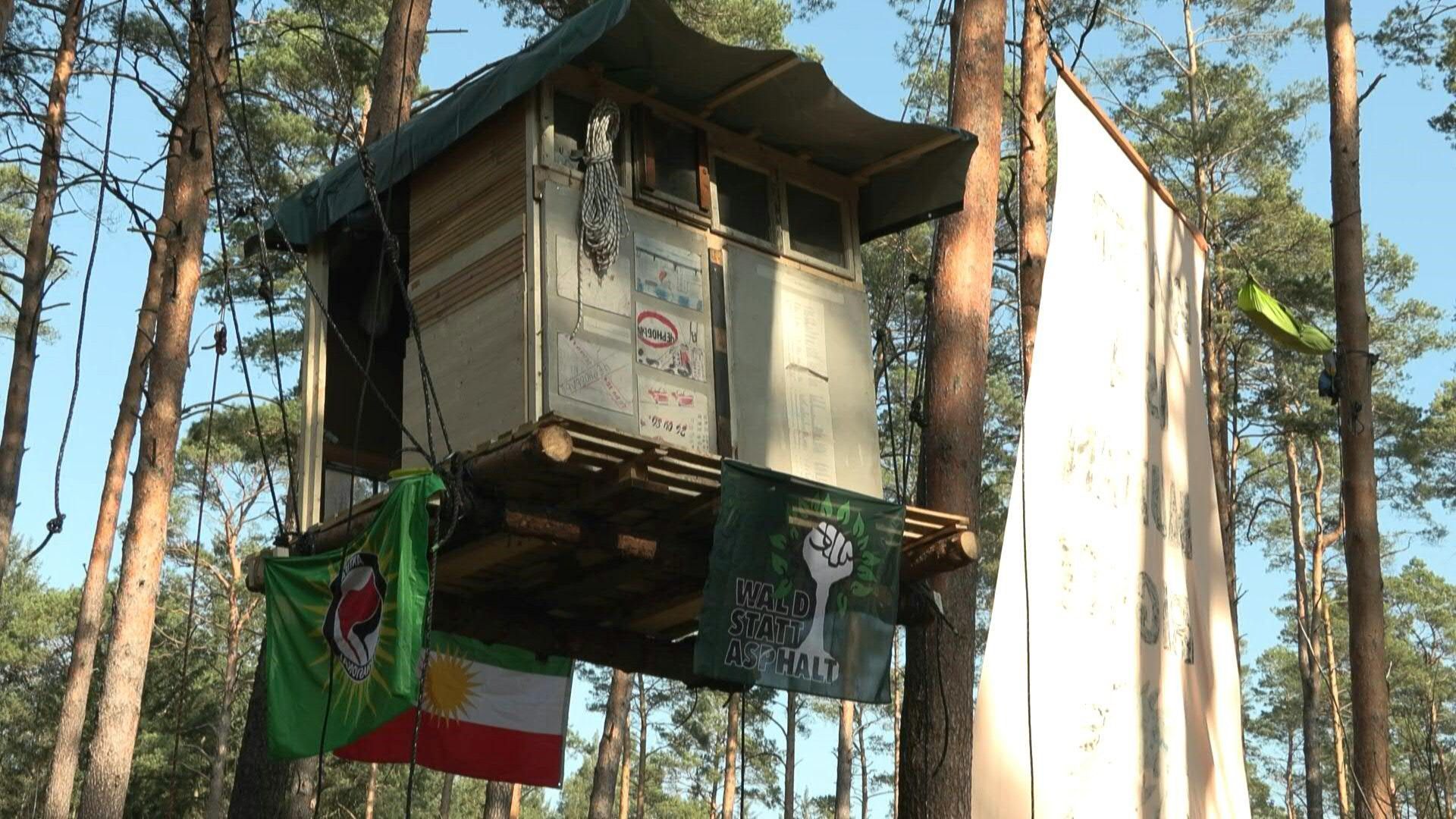 Protest gegen Ausbau von Tesla-Werk in Brandenburg: Waldstück besetzt