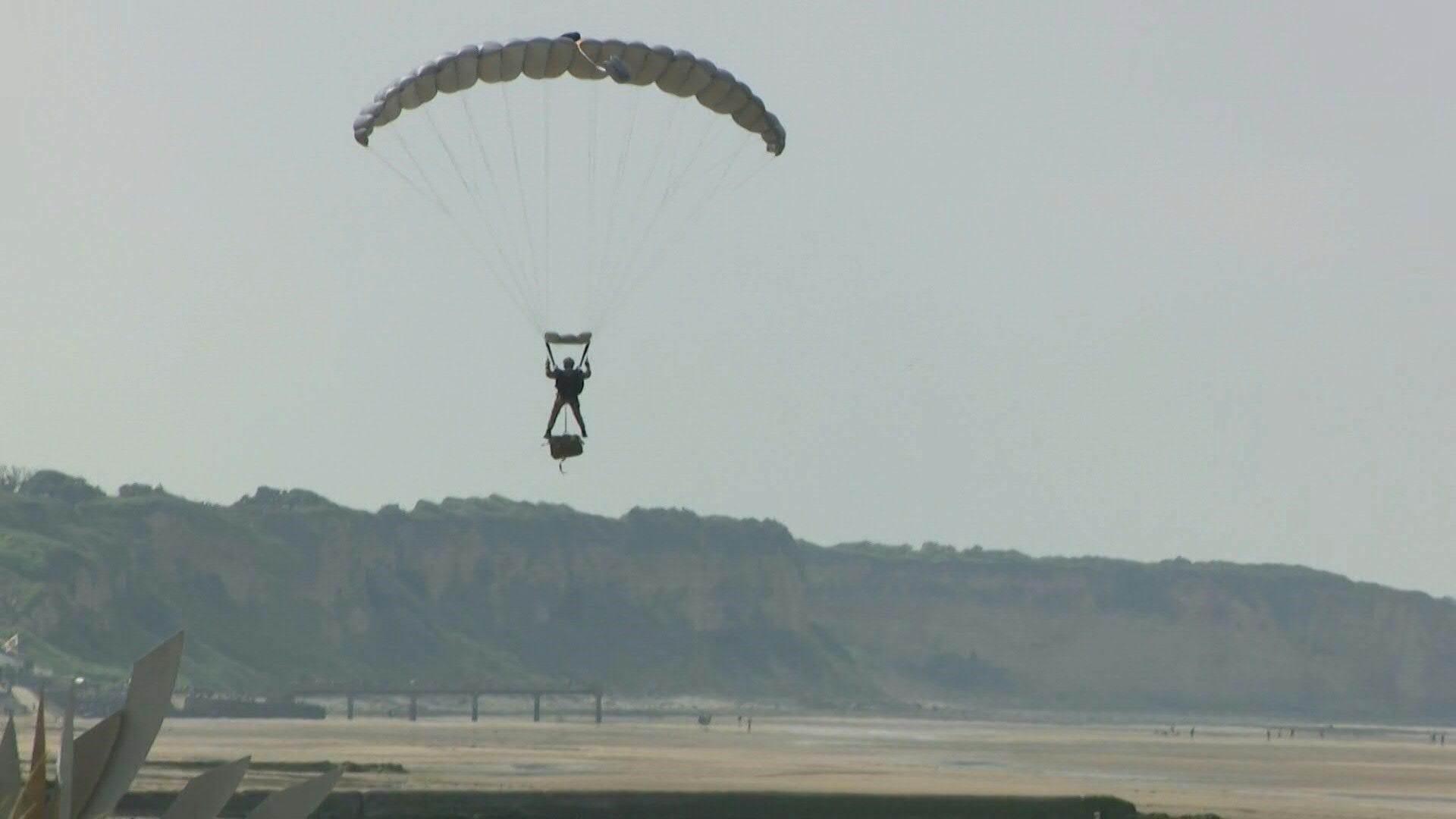 Paratroopers dropped on Omaha Beach marking 80th anniversary of D-Day