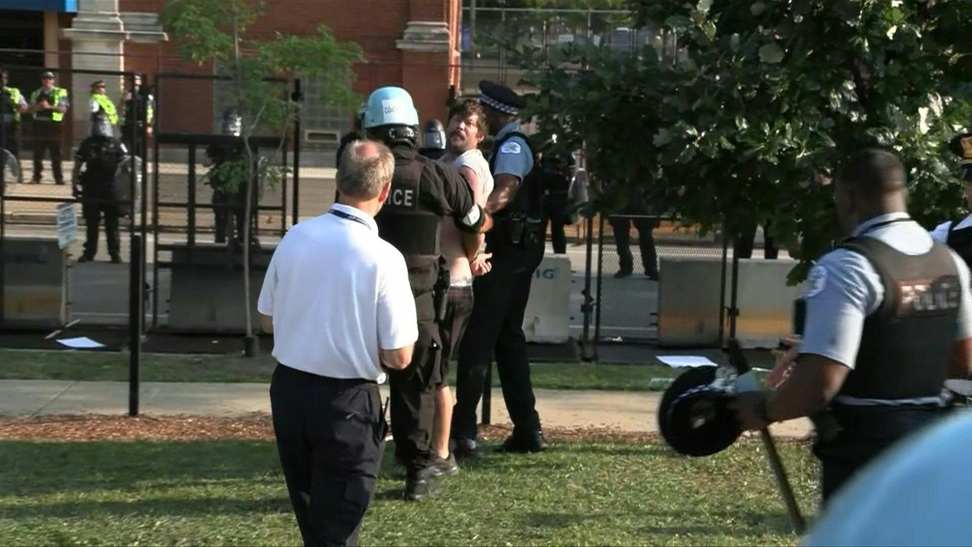 Police arrest pro-Palestinian protester near DNC Chicago venue as marchers break down fences