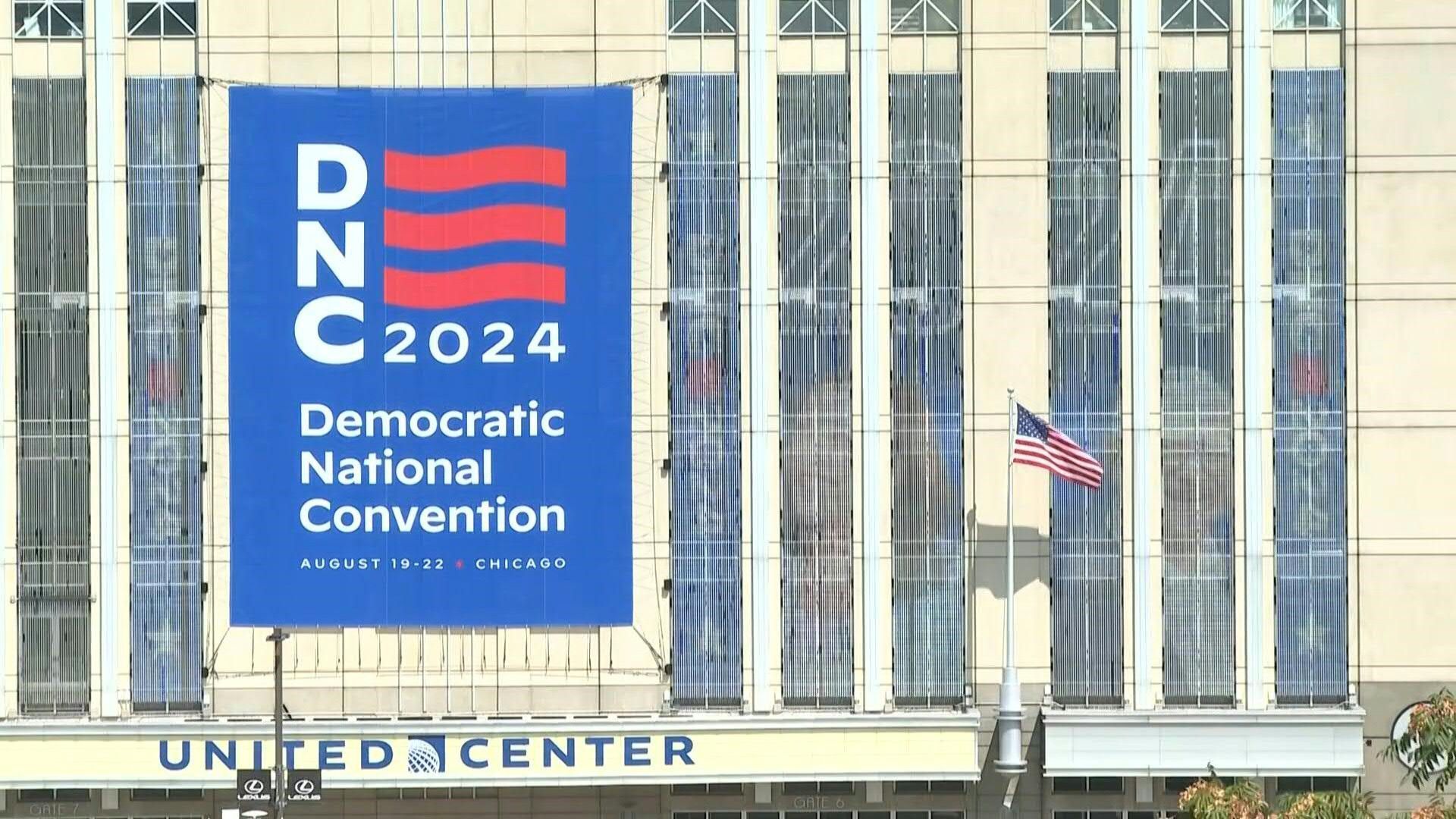Images of United Center venue on final day of Democratic National Convention
