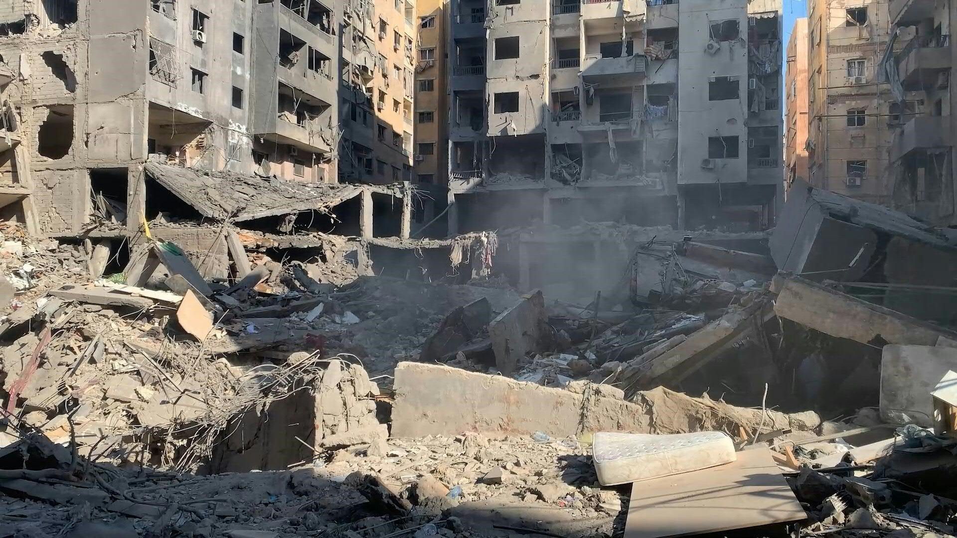 Destruction at site of Israeli strikes that killed Hezbollah chief Nasrallah
