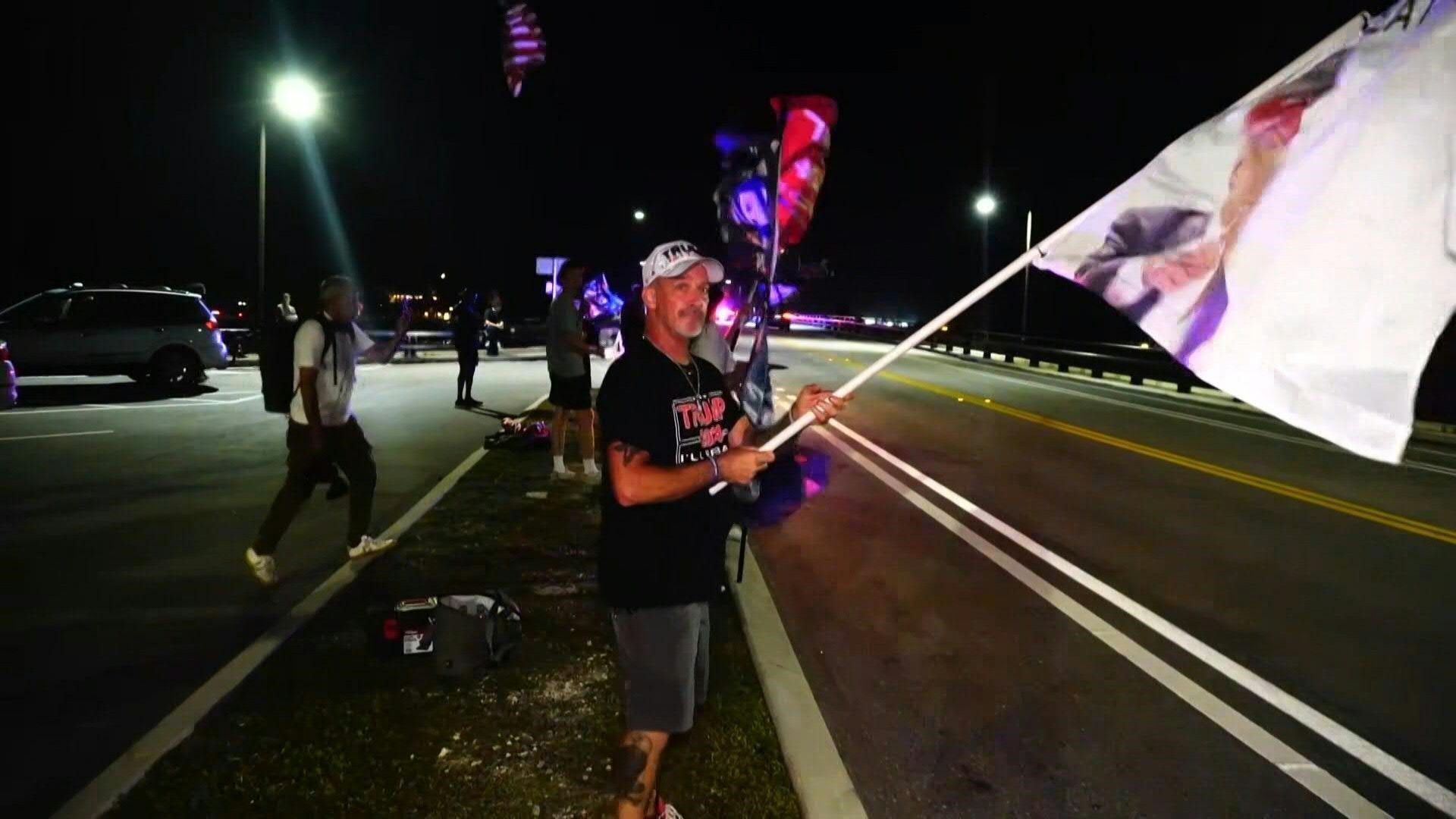 US Election: Handful of Trump voters show their support on West Palm Beach, Florida roadside