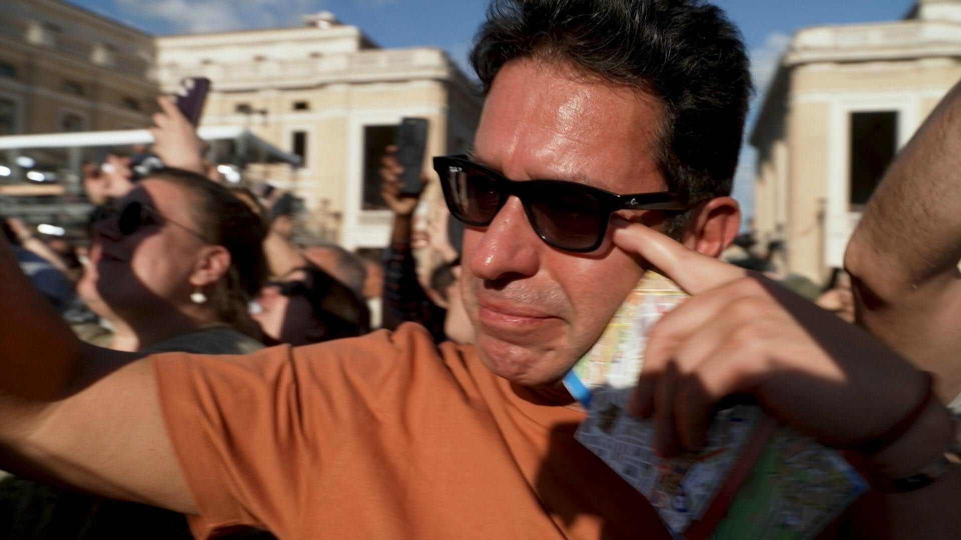 Video: People cheer and cry near St Peter's Square as new pope elected