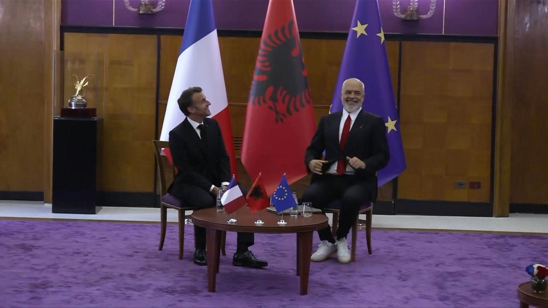 Video: France's Macron meets Albanian PM Edi Rama for a bilateral visit