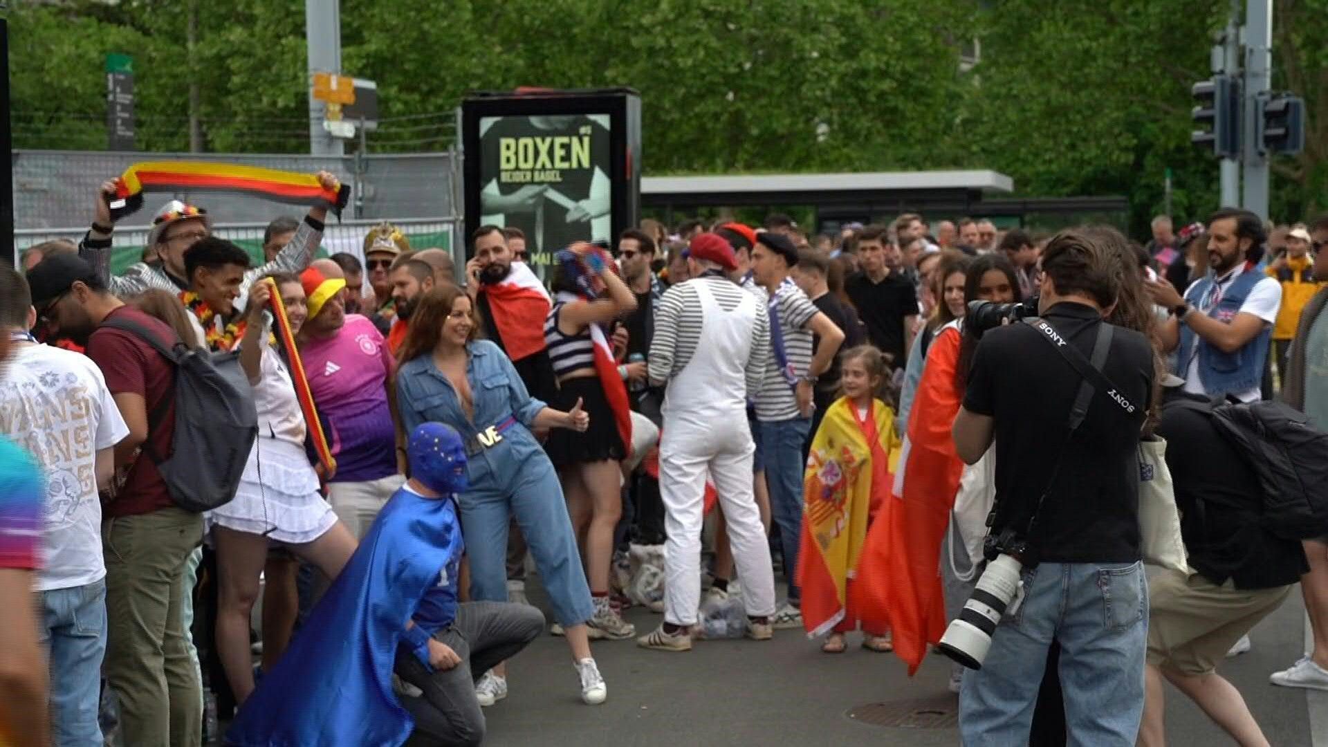 Dressed-up Eurovision fans arrive in Basel ready for final