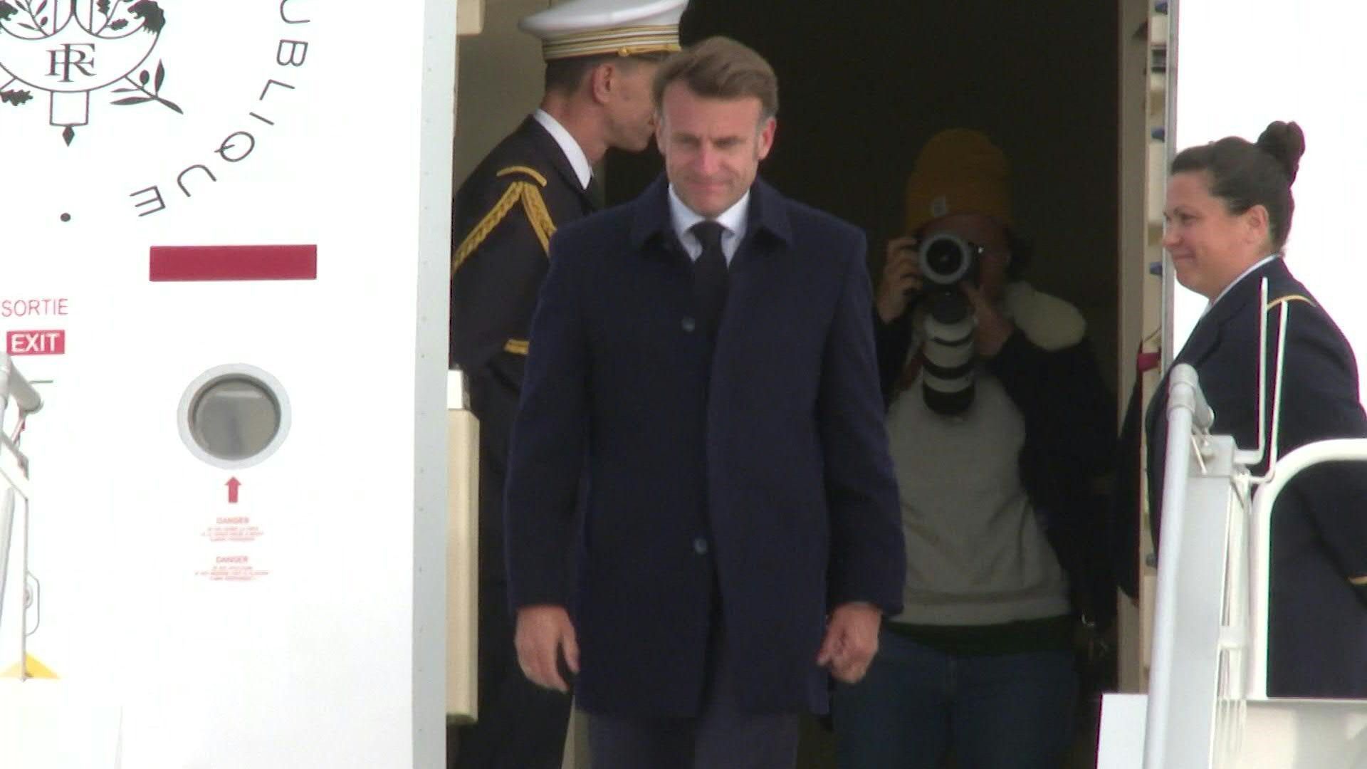 France-s-Macron-arrives-in-Canada-for-G7-Summit
