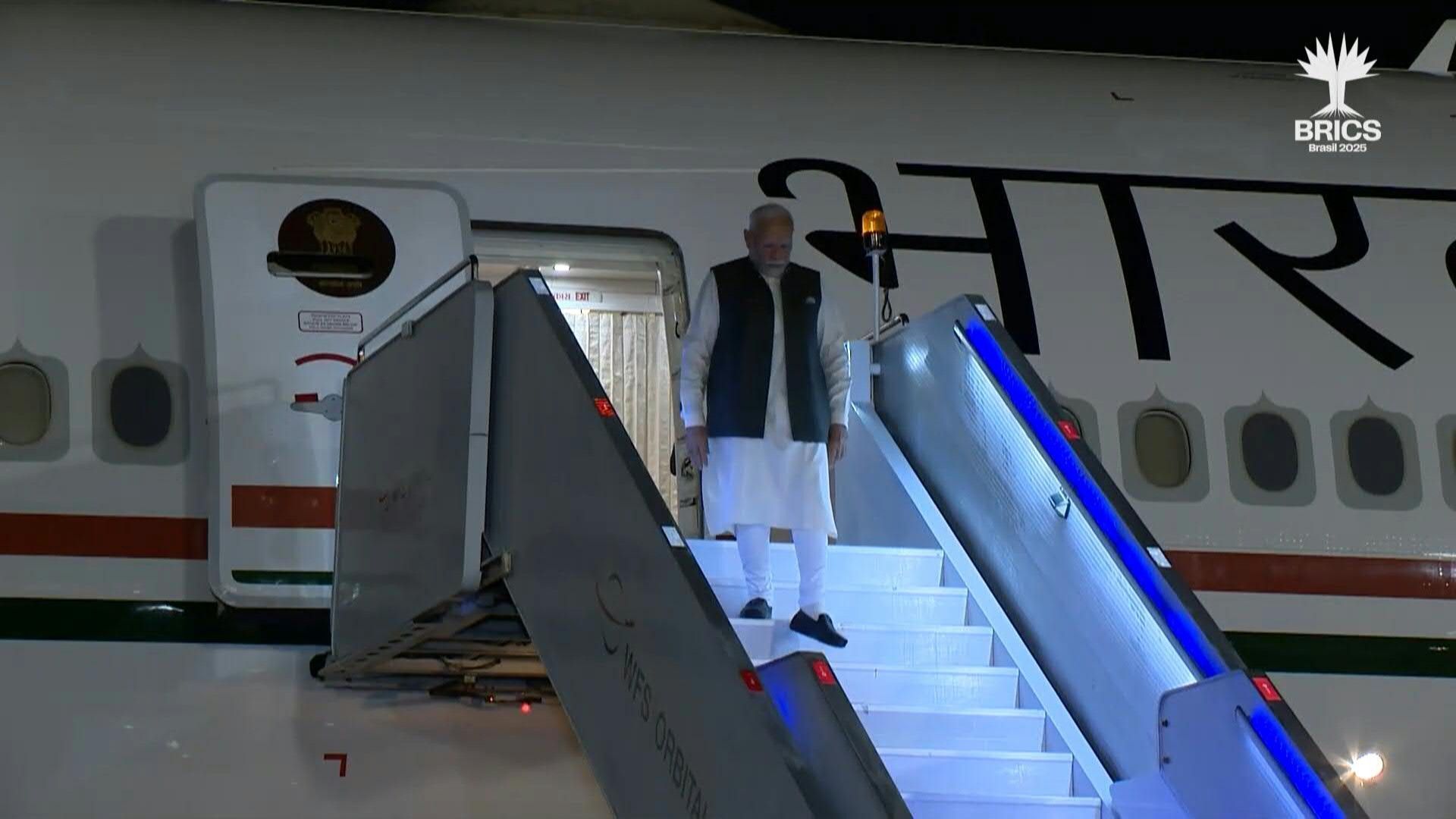 Indian Prime Minister Narendra Modi arrives in Rio for BRICS summit