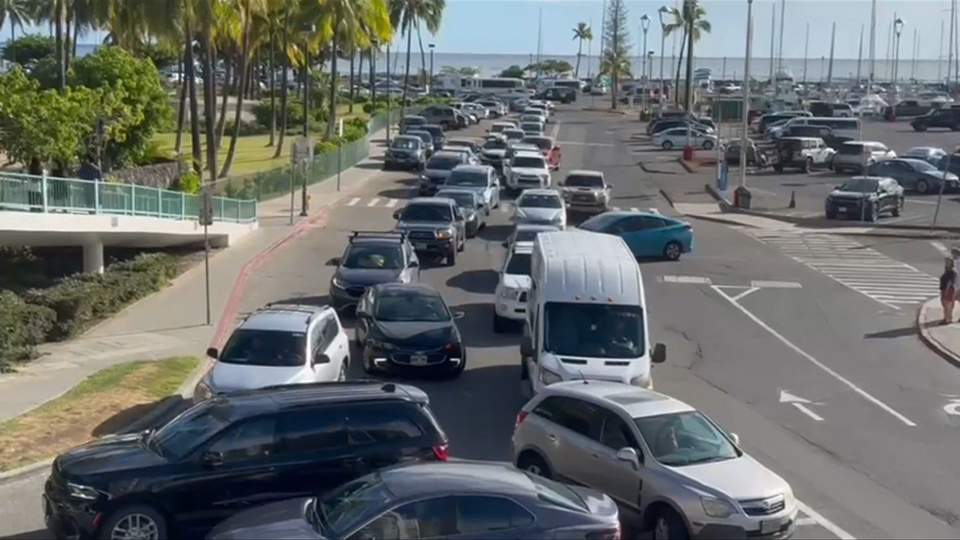 Video: Gridlocked traffic near Hawaii beach after tsunami warning