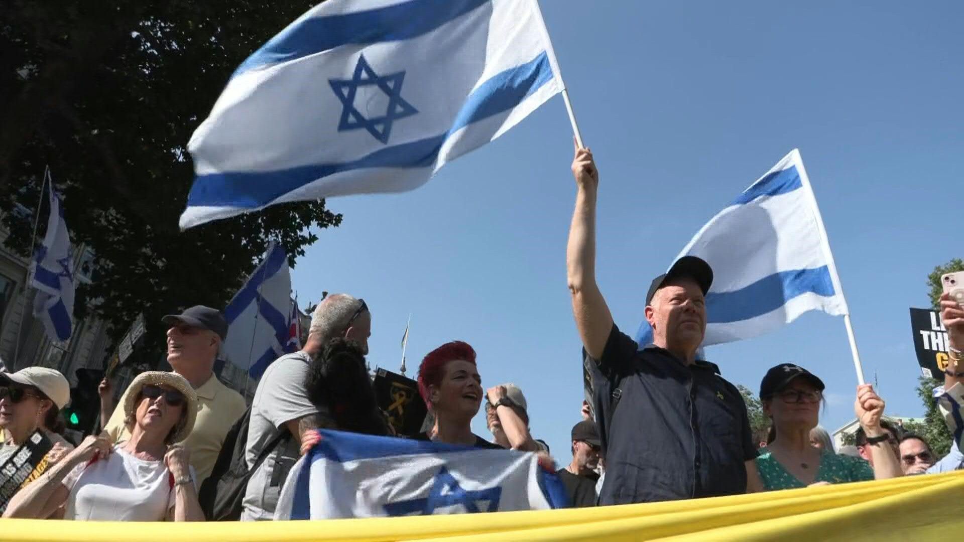 Arrest during London demonstration calling for the release of hostages held in Gaza