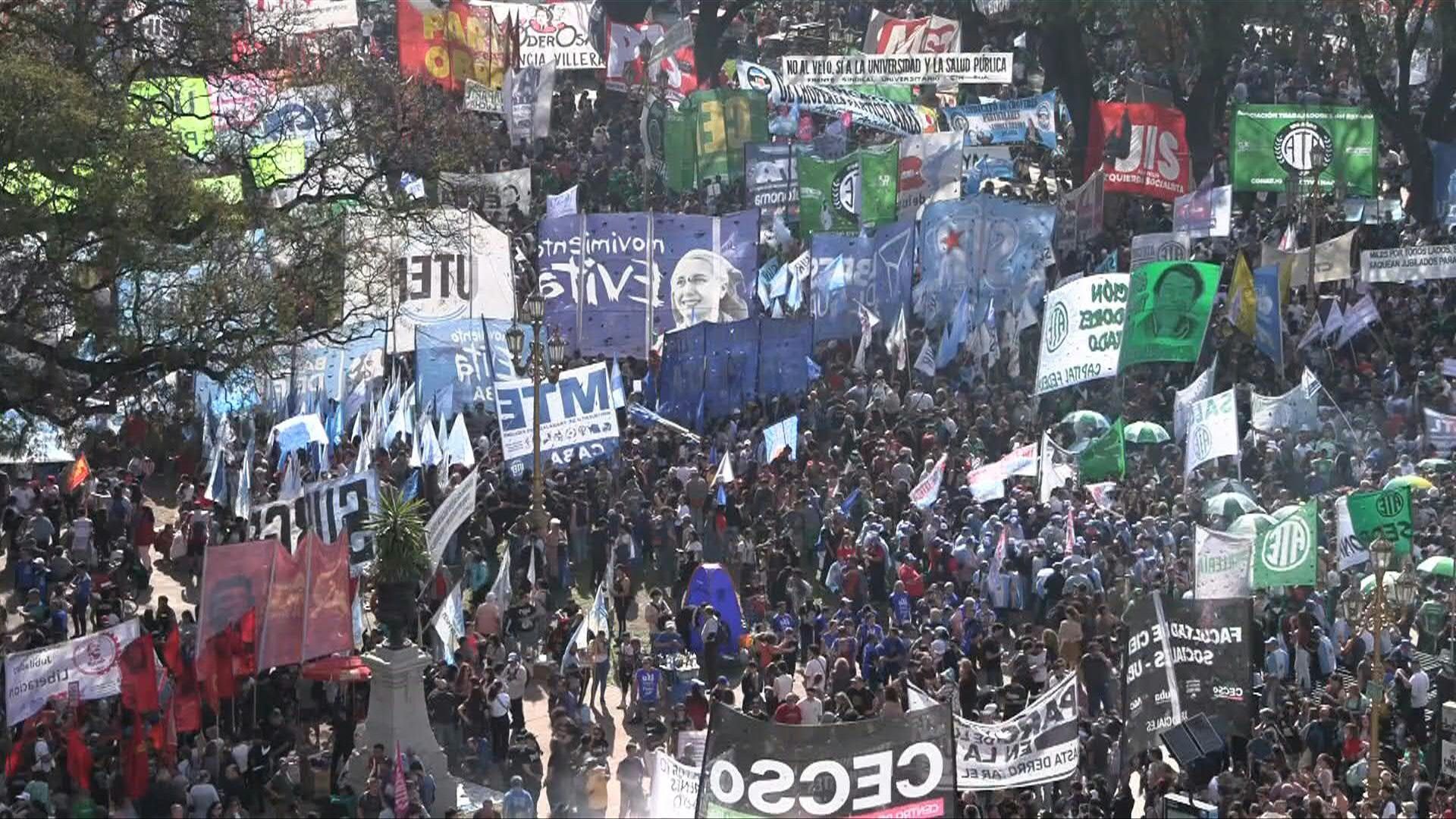 Argentinians gather against president Milei's vetoes on funds for education and health