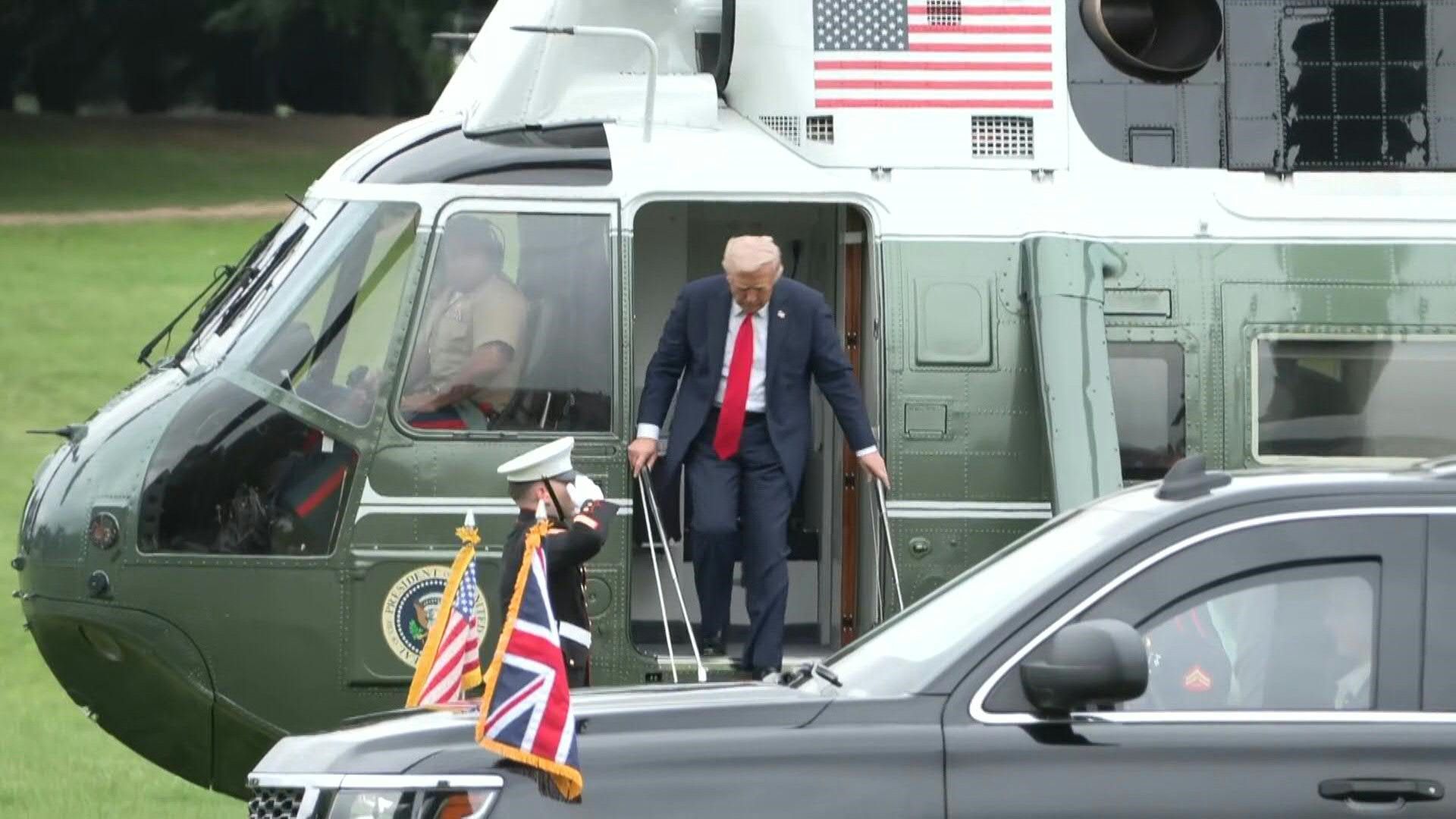 Trump lands at UK Prime Minister's country residence on day two of State Visit