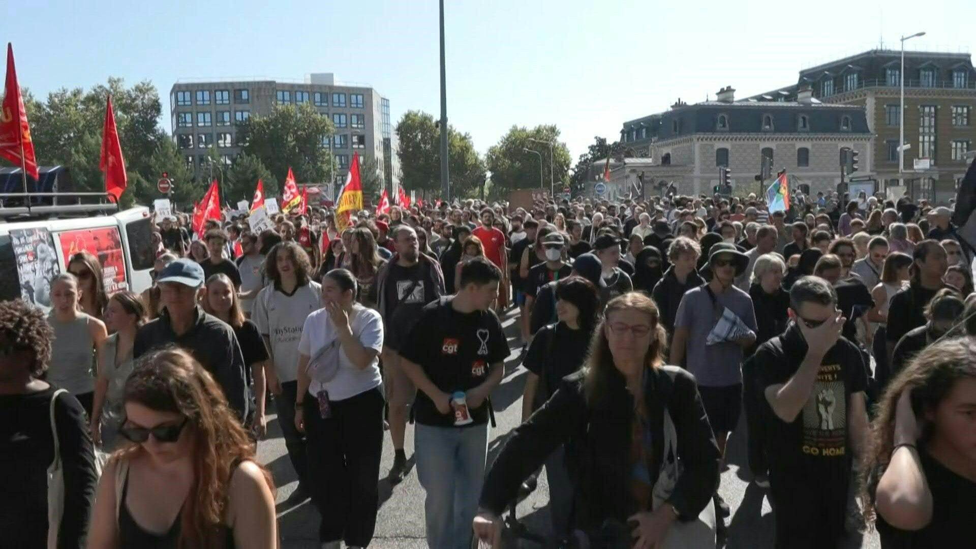 Protesters march in Lyon amid nationwide strikes in France