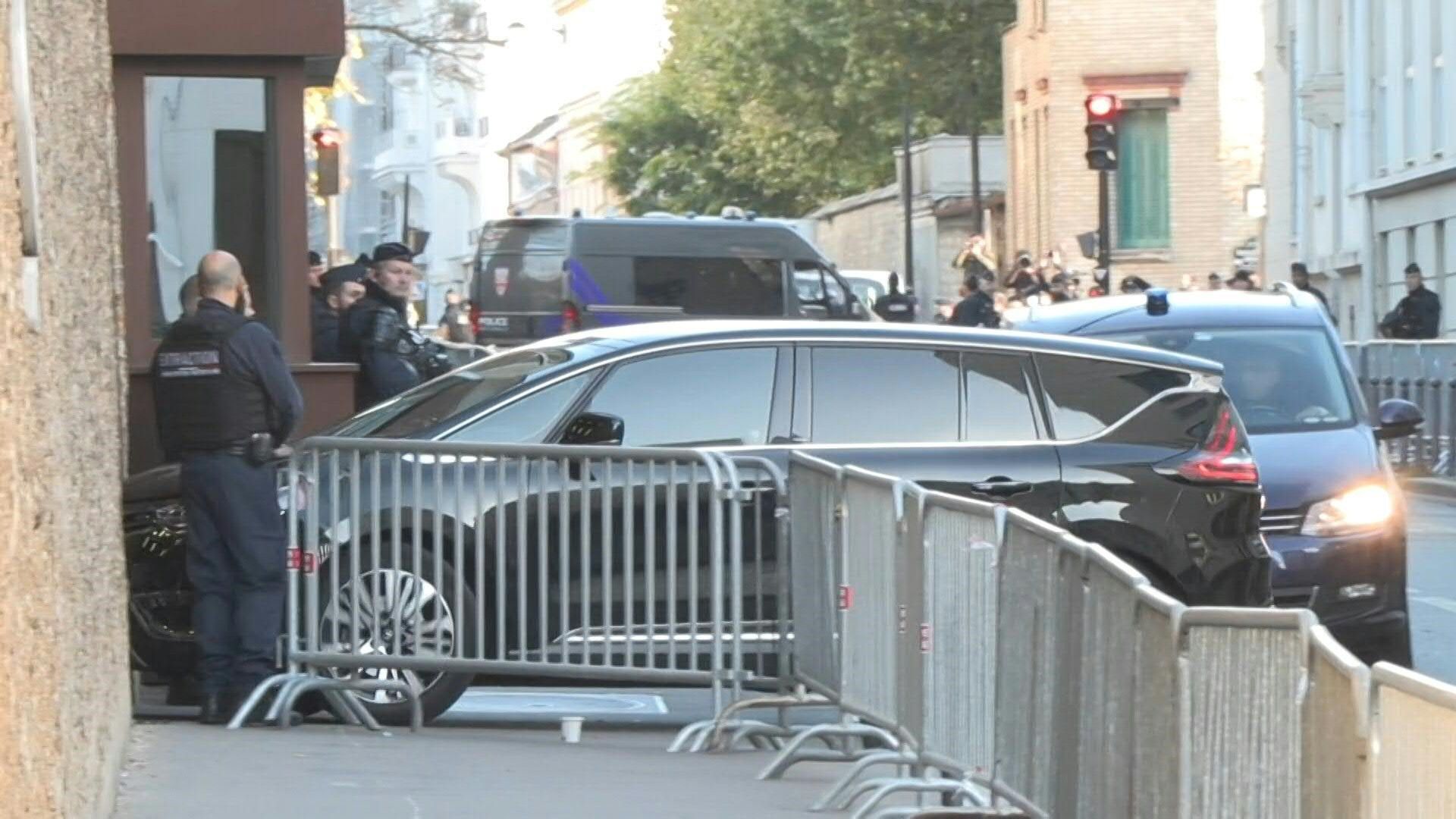 Police vehicle transporting Sarkozy arrives at Paris's La Sante prison
