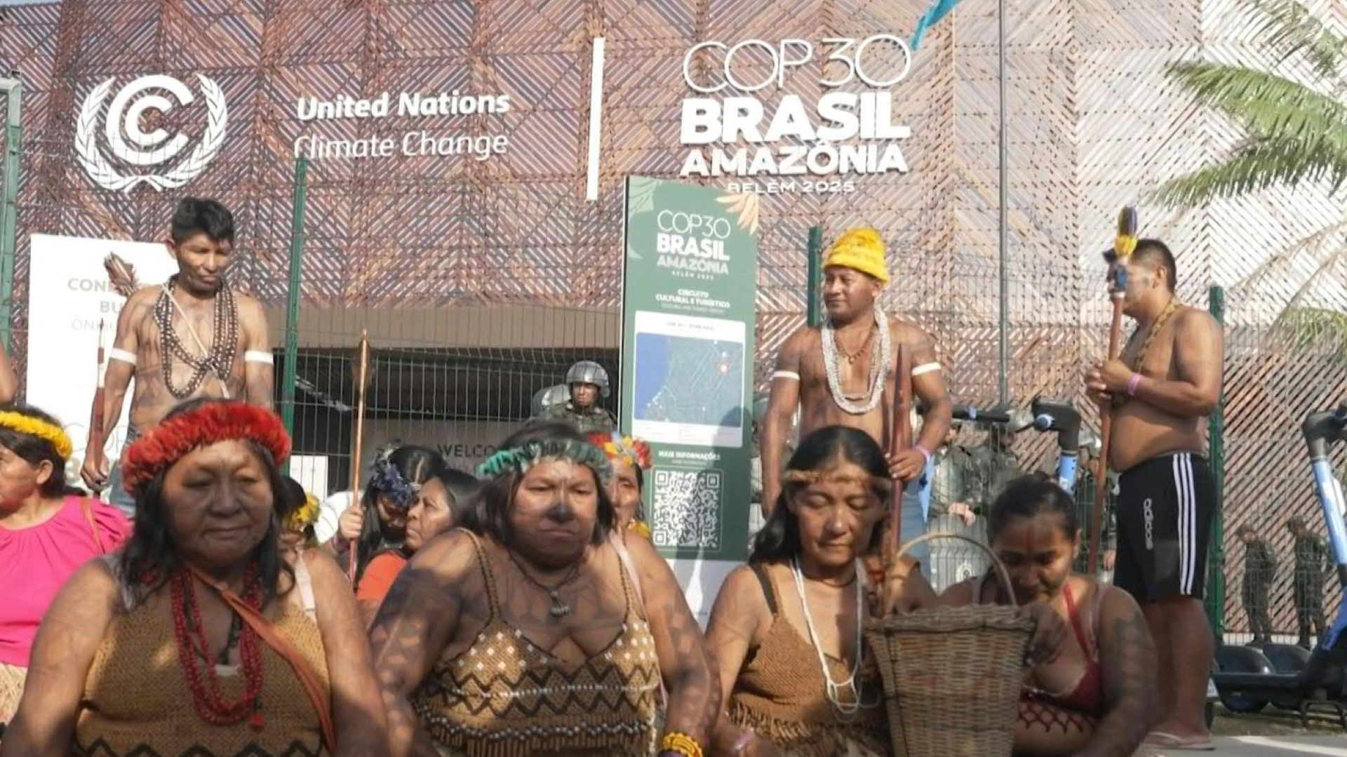 Indigenous protesters block entrance to COP30 venue