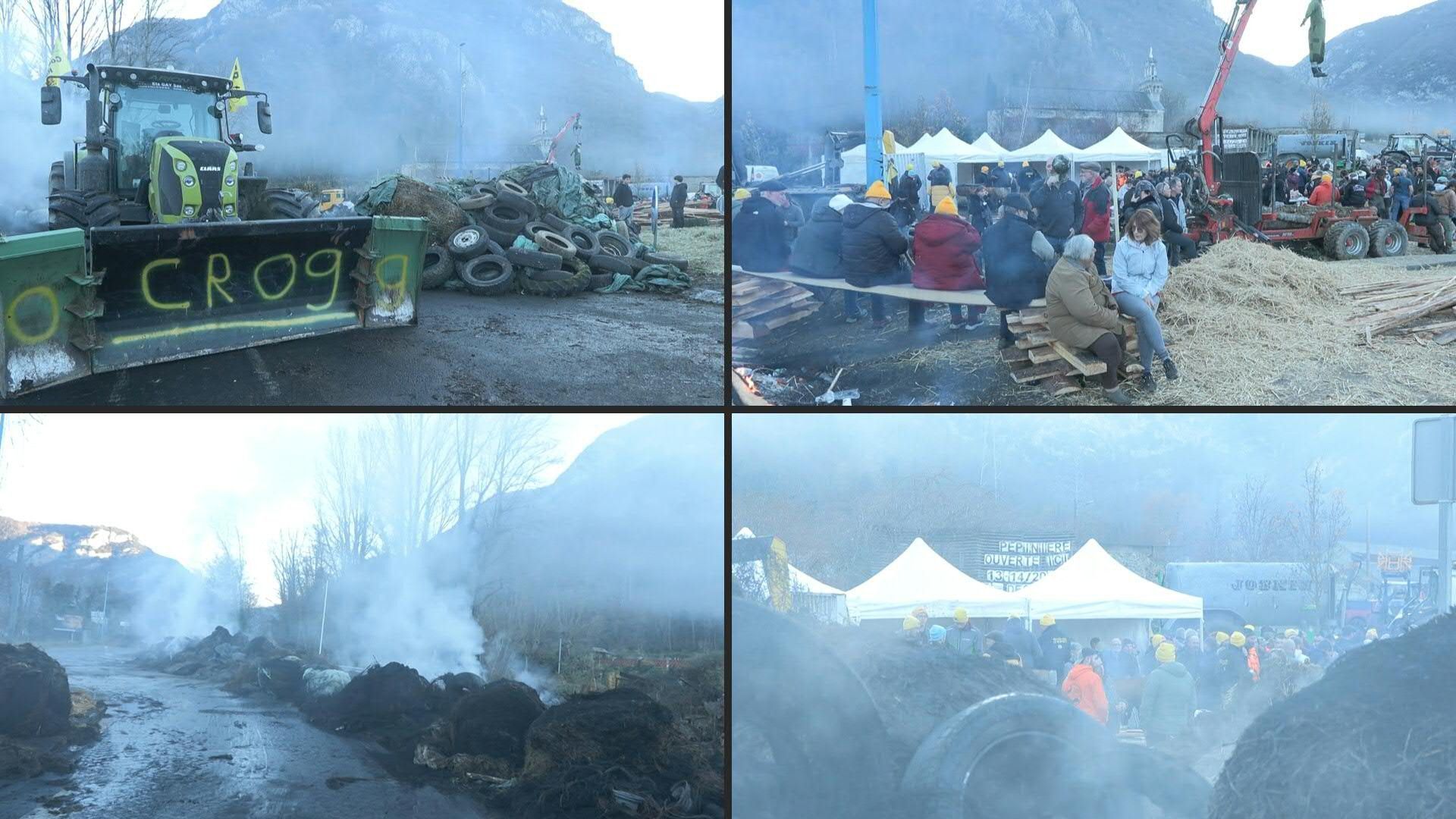 Video: French farmers block a roundabout near Andorra