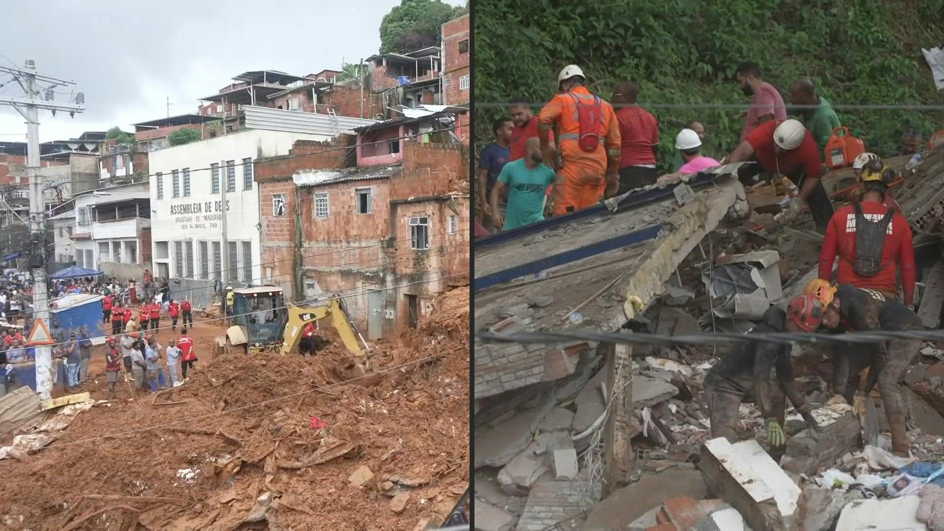 Video: Firefighters search for people trapped in the mud and debris in Brazil