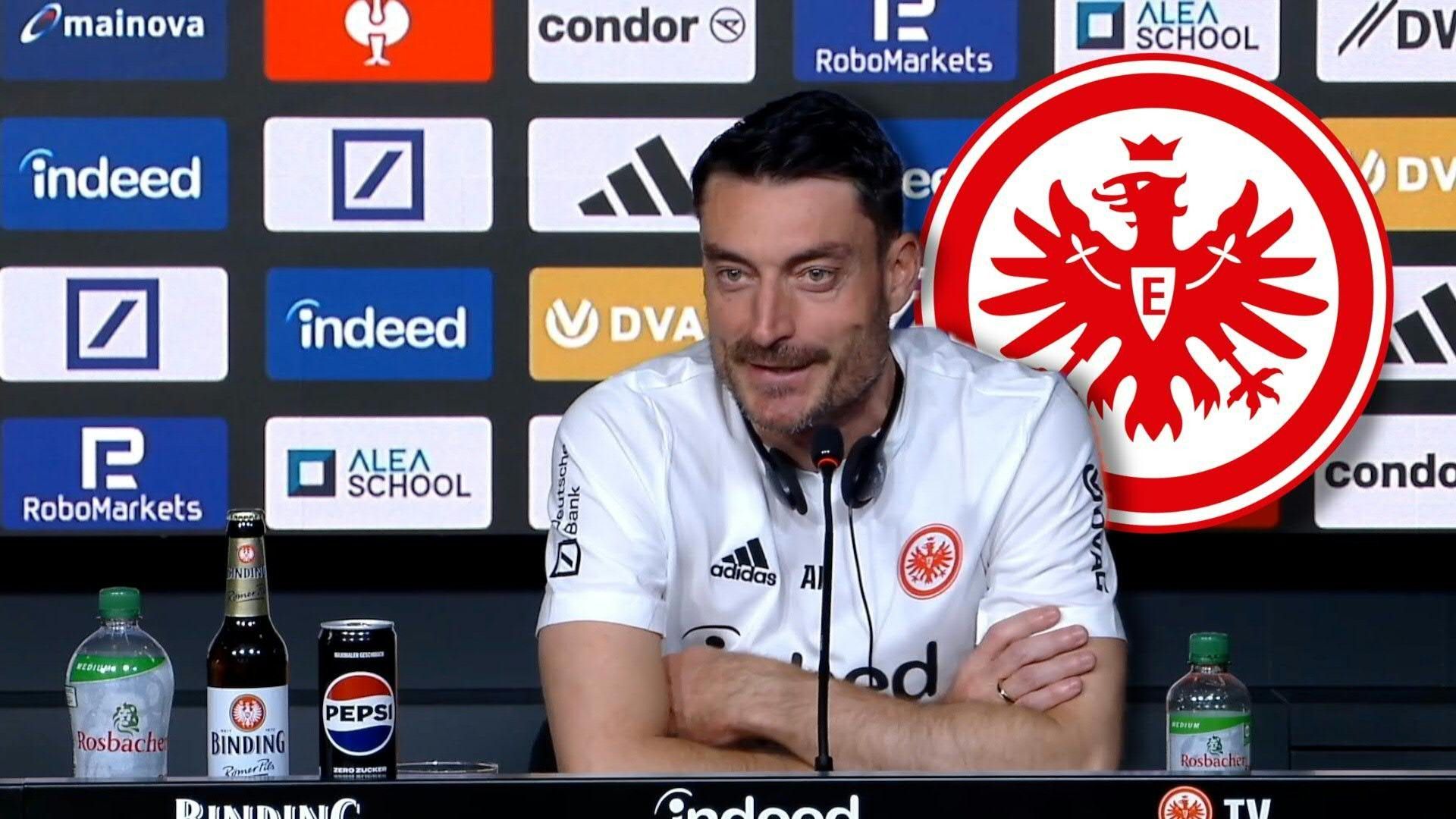 Video: "Zähne zeigen" und "positiv" lenken: SGE-Trainer Riera stellt sich vor
