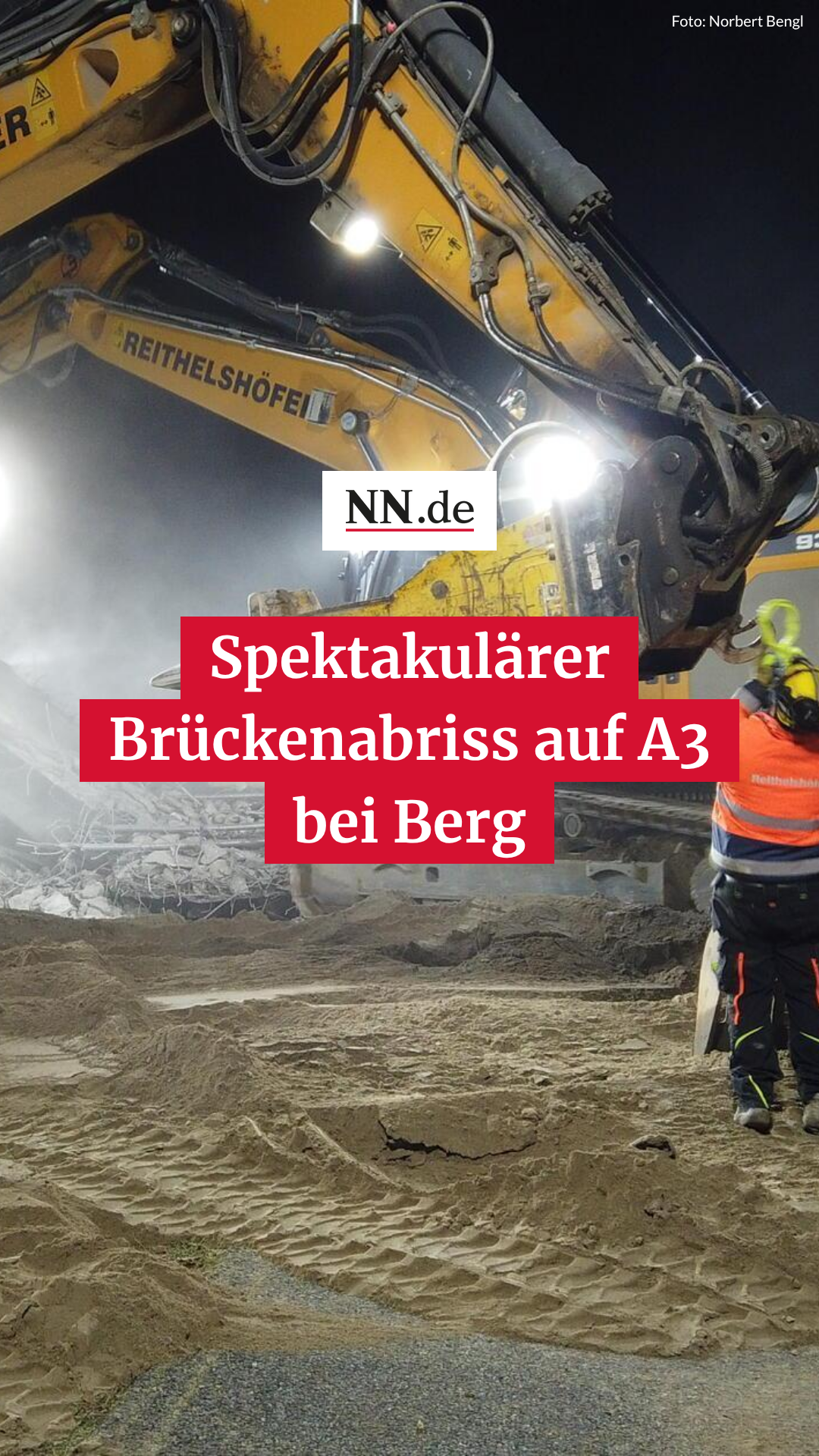 Video: Spektakulärer Abriss einer Brücke über die Autobahn A3 bei Berg