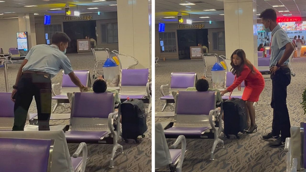 Schlafmütze: Flughafenmitarbeiter wecken Passagier im letzten Moment auf