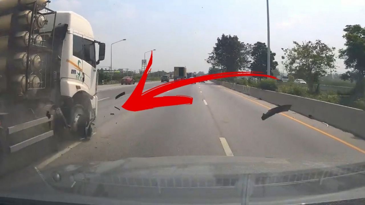 Reifenplatzer in voller Fahrt: Autofahrer weicht Pannen-Lkw aus