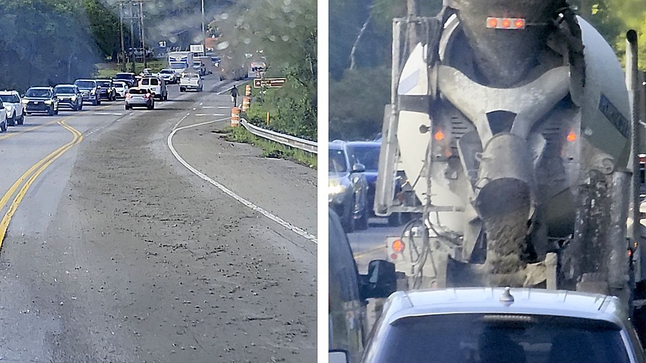 Video: Zementspur auf der Straße – Betonmischer sorgt für Chaos in South Carolina