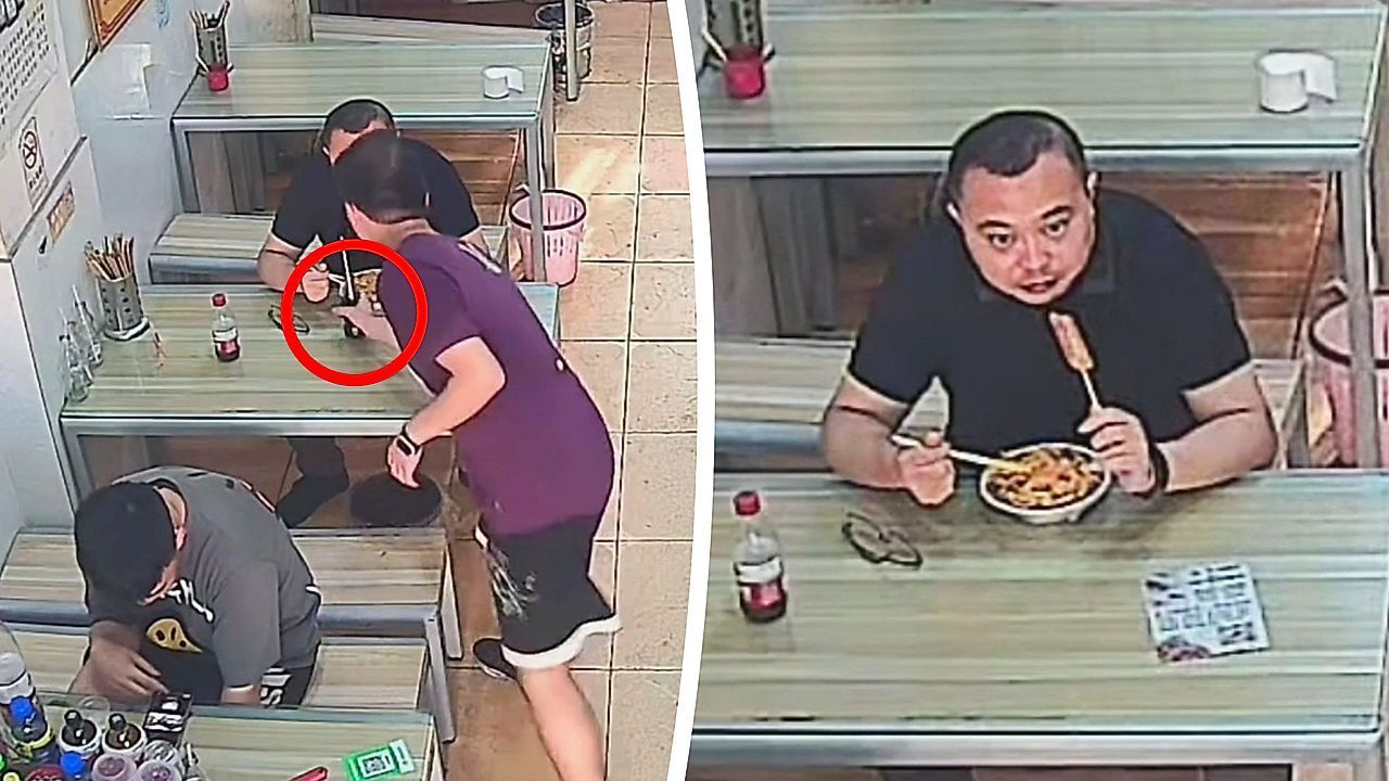 Video: Dreister geht es nicht: Durstiger Dieb klaut Gast im Restaurant das Getränk