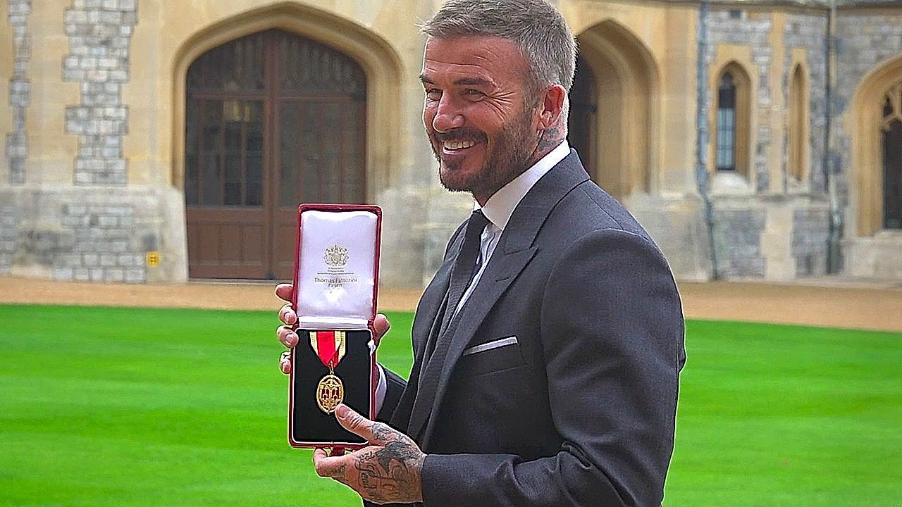 Sir David Beckham receives knighthood from the King at Windsor Castle