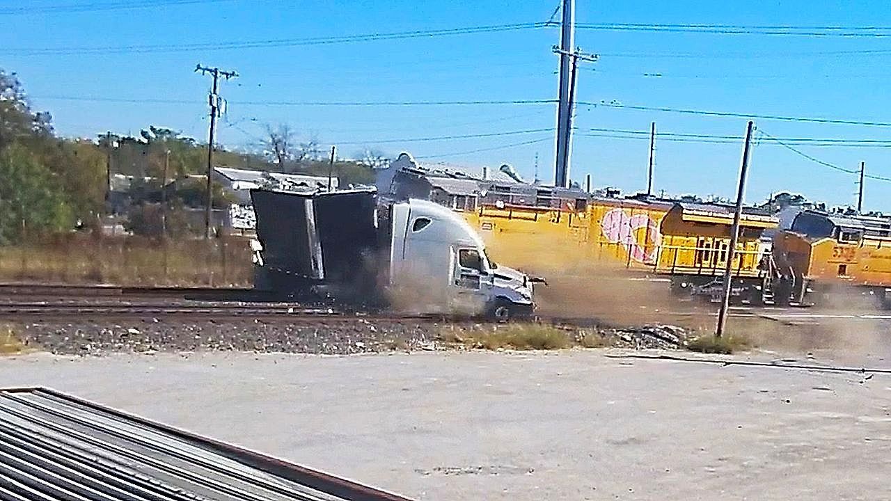 Train crashes into truck carrying music instruments in Texas