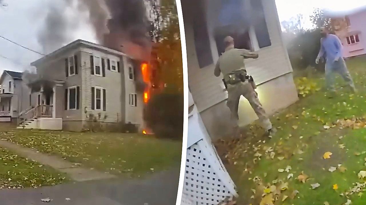 Video: Orientierungslos in brennendem Haus – Polizisten werden zu Lebensrettern