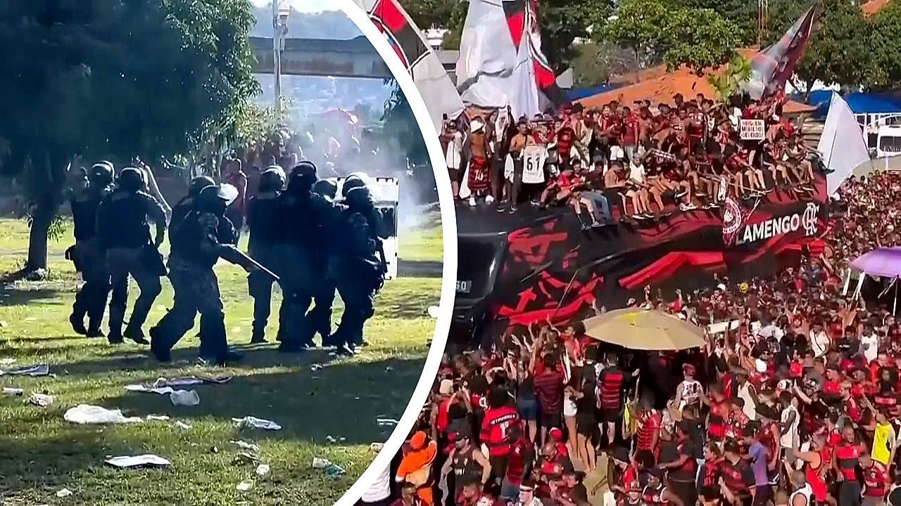 Video: Ausschreitungen am Flughafen: Flamengo-Fans und Polizei geraten in Rio aneinander