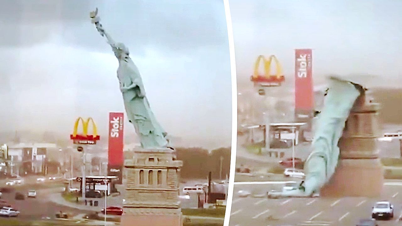 Storm topples Statue of Liberty replica in Brazil