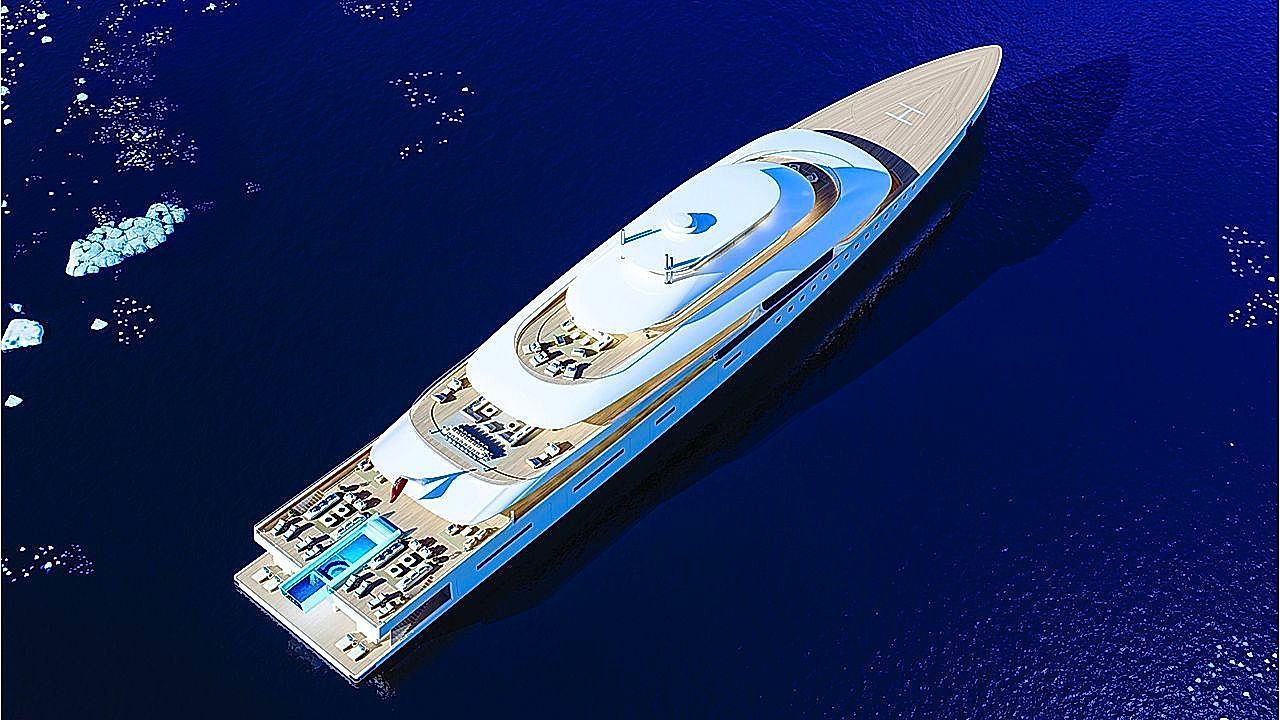 Video: This is the new superyacht for billionaires that includes a beach club and two limousines