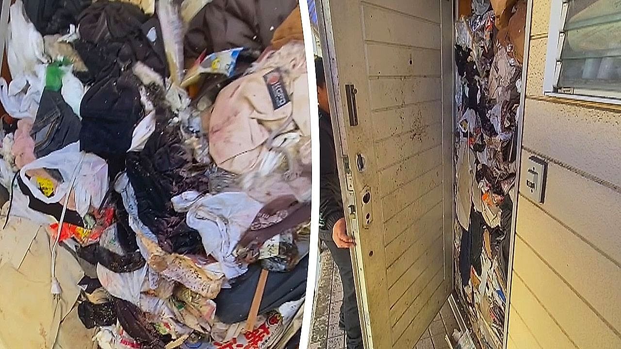 Video: Open flat reveals shocking mountain of rubbish in Japan