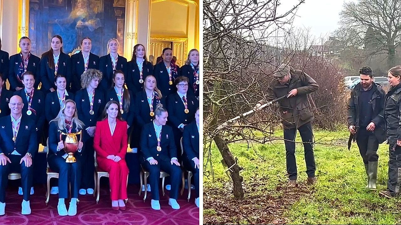 Video: Royale Arbeitsteilung: Kate feiert Rugby-Stars, William schuftet auf dem Bauernhof