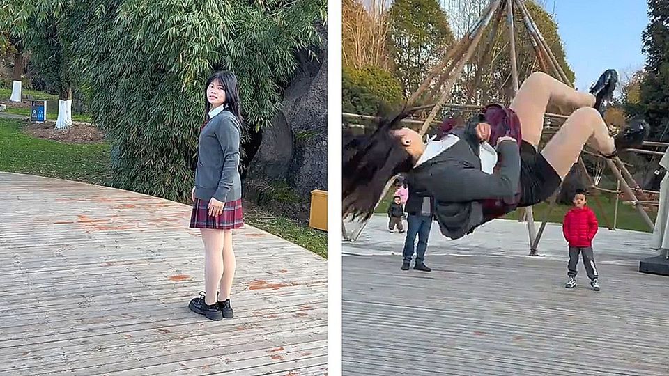 Perfekte Körperbeherrschung: Frau zeigt spektakulären Schrauben-Salto