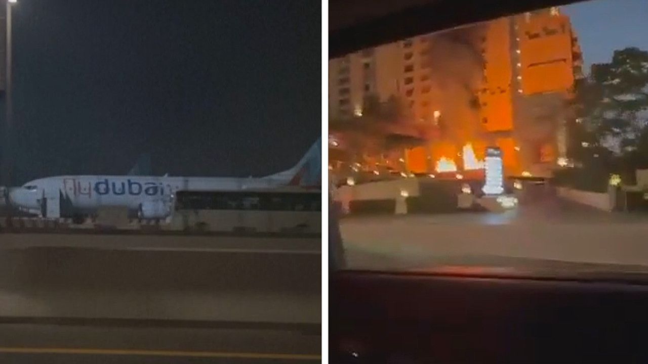 Video: Flughafen lahmgelegt und Hotel in Flammen: Iranische Drohnenangriffe auf Dubai