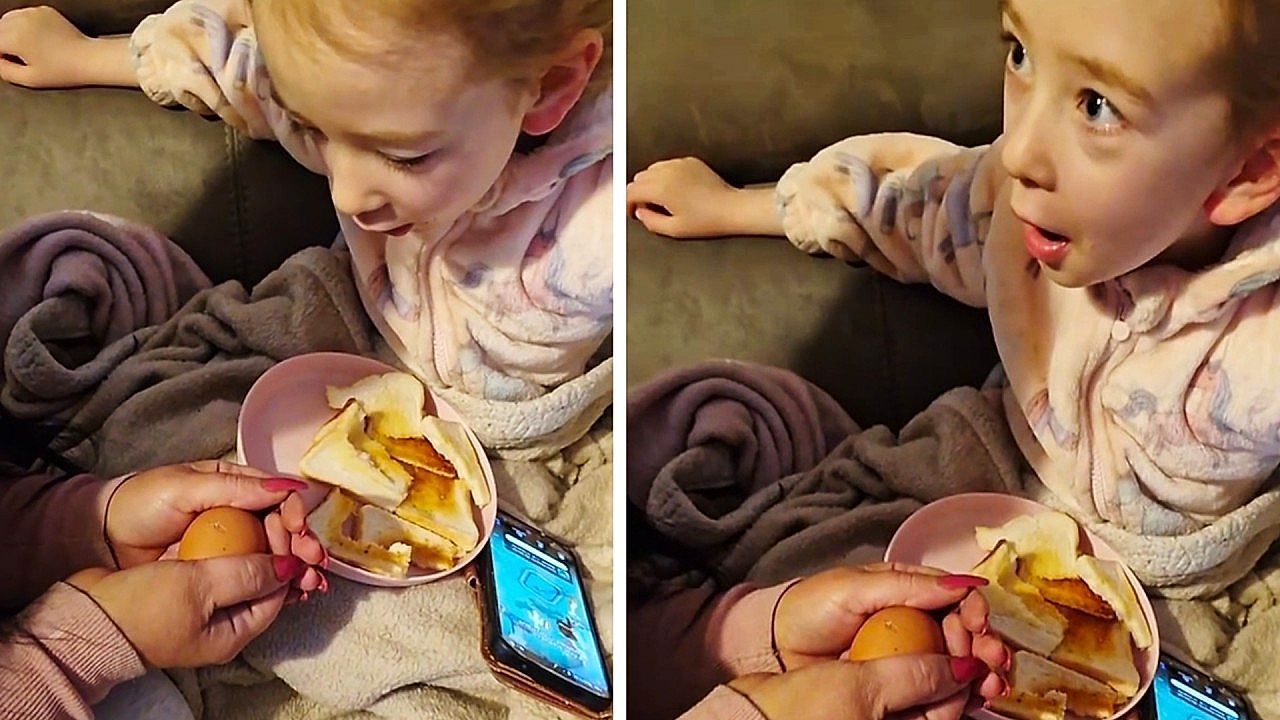 Video: Egg 'hatches' to reveal finger in hilarious moment