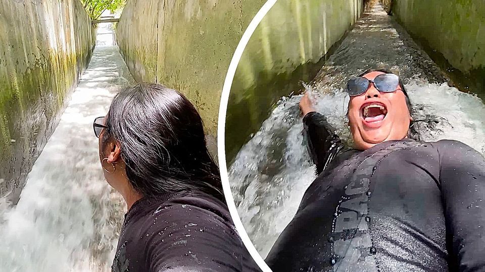 Ab ins Nass: Adrenalinjunkie verwandelt Bewässerungskanal in Rutsche