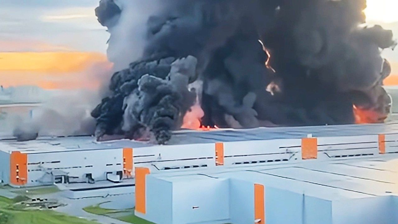 Video: Ukrainian drones strike St Petersburg warehouses sparking massive fire and halting operations