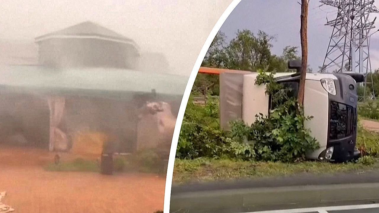 Video: Notstand in Russland: Ein Toter bei heftigem Hurrikan in Rostow am Don