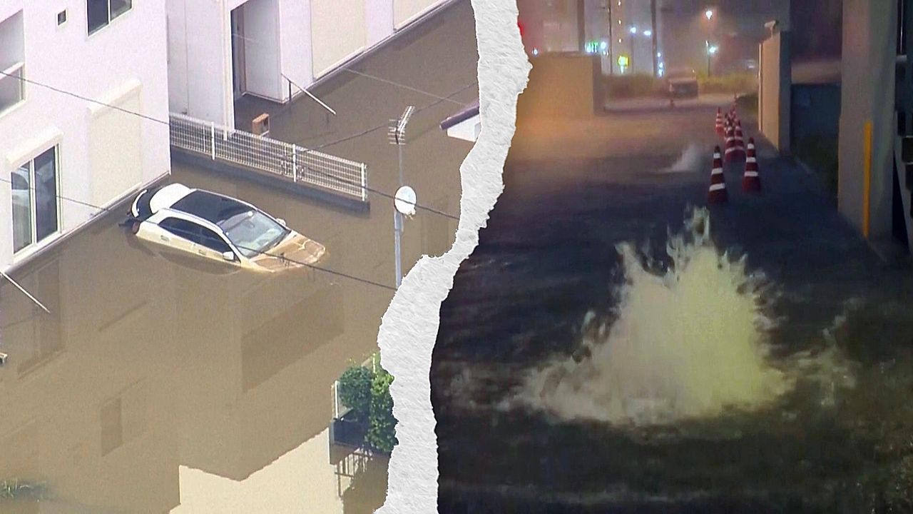 Video: Tote und Stromausfälle: Heftige Überschwemmungen nach sintflutartigem Regen nahe Tokio