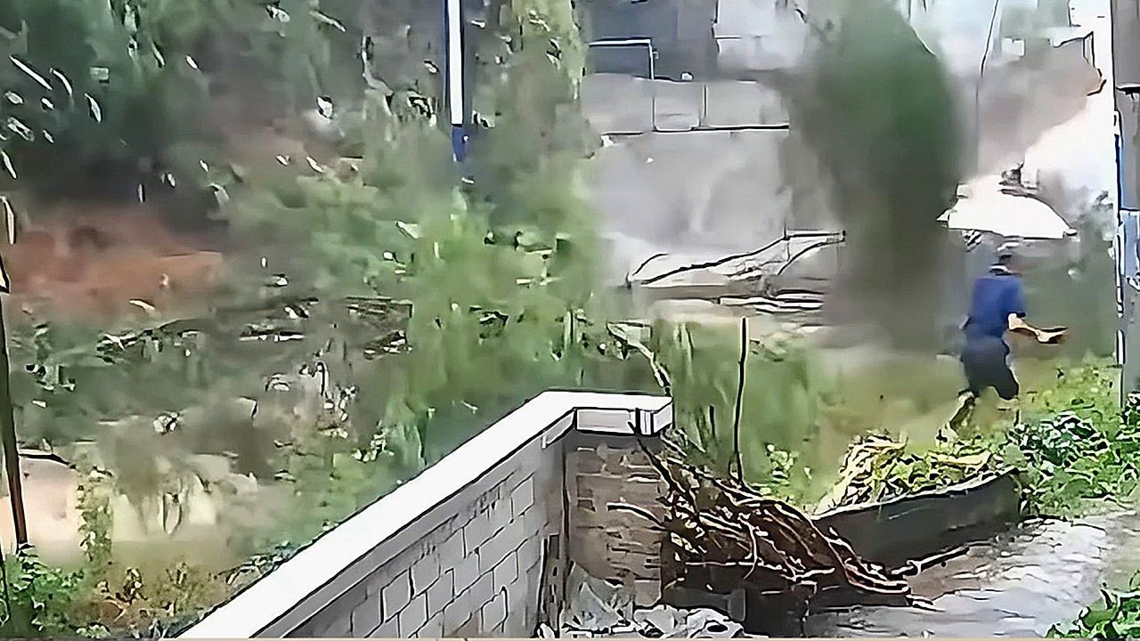 Video: In letzter Sekunde: Fußgänger entgeht gewaltigem Erdrutsch in China nur knapp