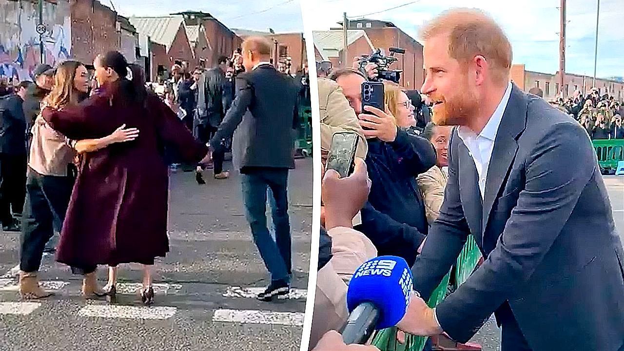 Harry and Meghan give hugs and selfies on first joint engagement since UK return