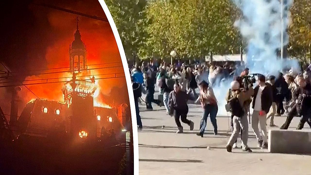 Video: Historisches Rathaus in Flammen: Gewalt eskaliert bei Massenprotesten in Frankreich
