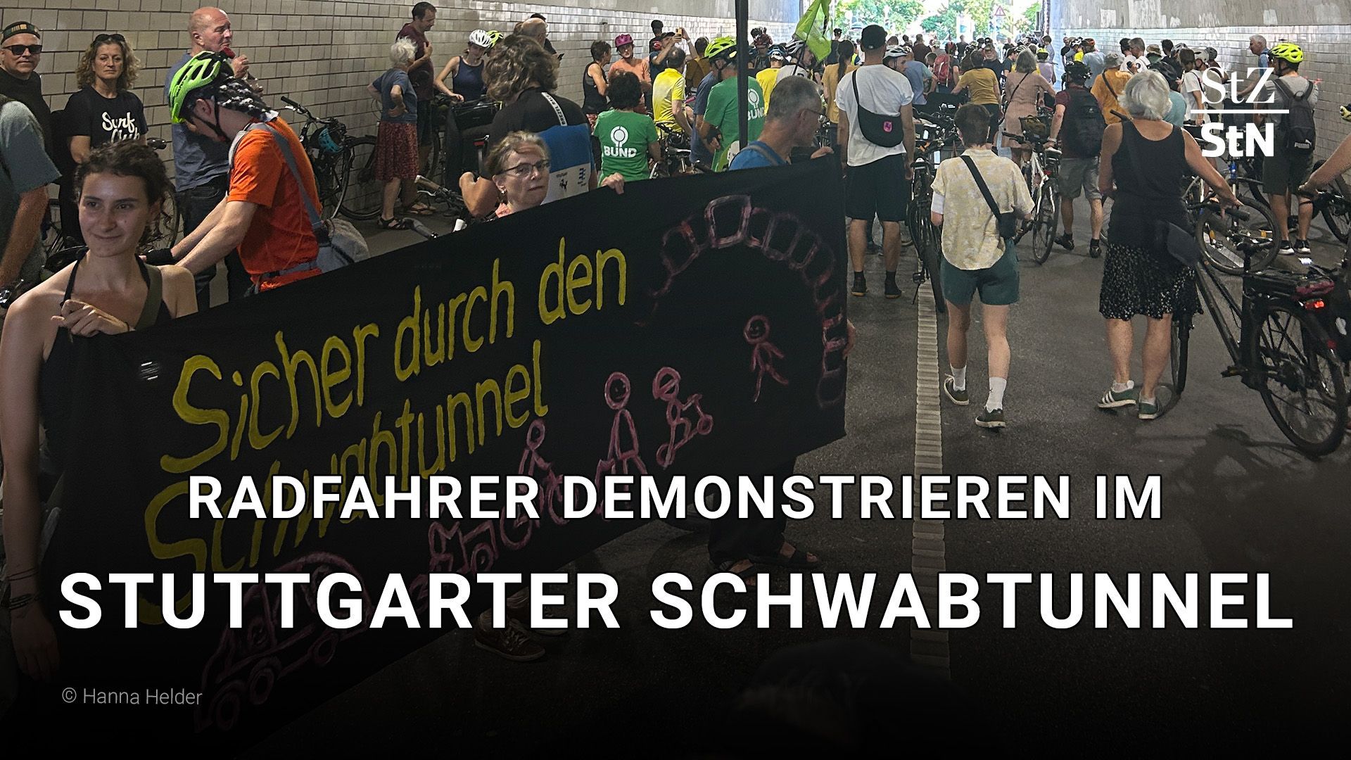 Video: Radfahrer demonstrieren im Stuttgarter Schwabtunnel
