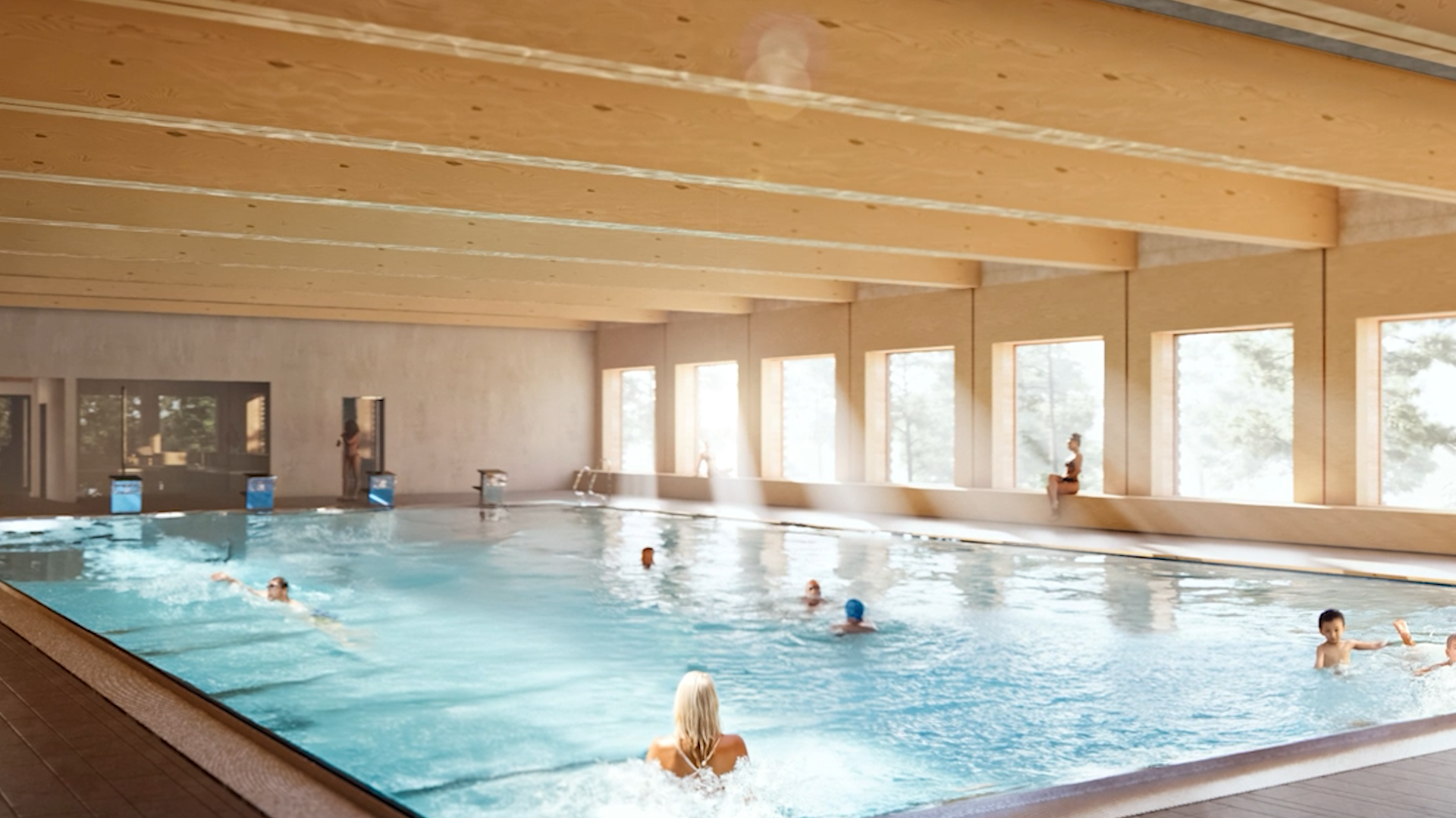 Video: Es steht in Stuttgart: Erstes Holzschwimmbad der Welt