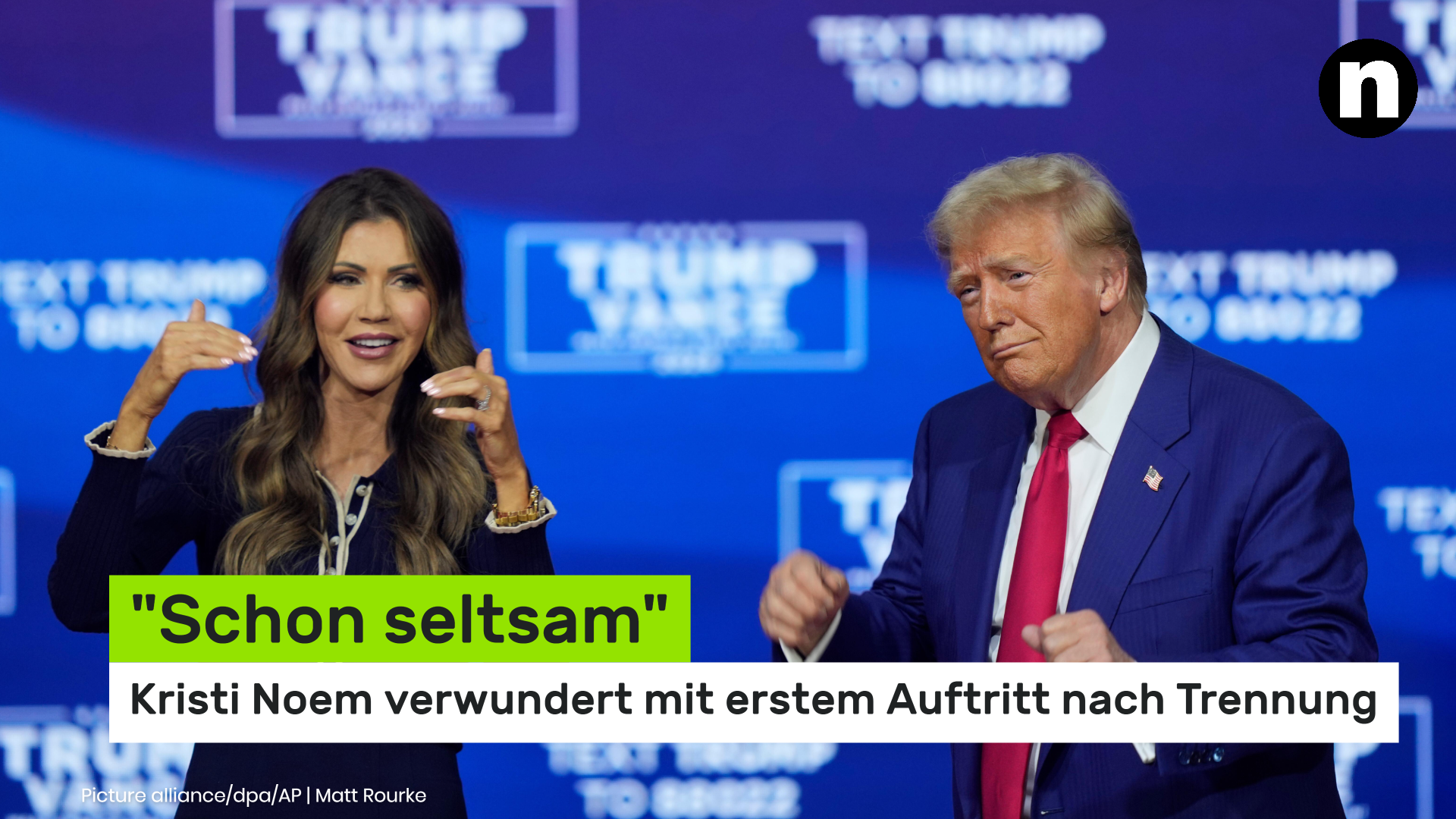 Video: Kristi Noem: "Schon seltsam" - Trump-Ministerin verwundert mit erstem Auftritt nach Trennung