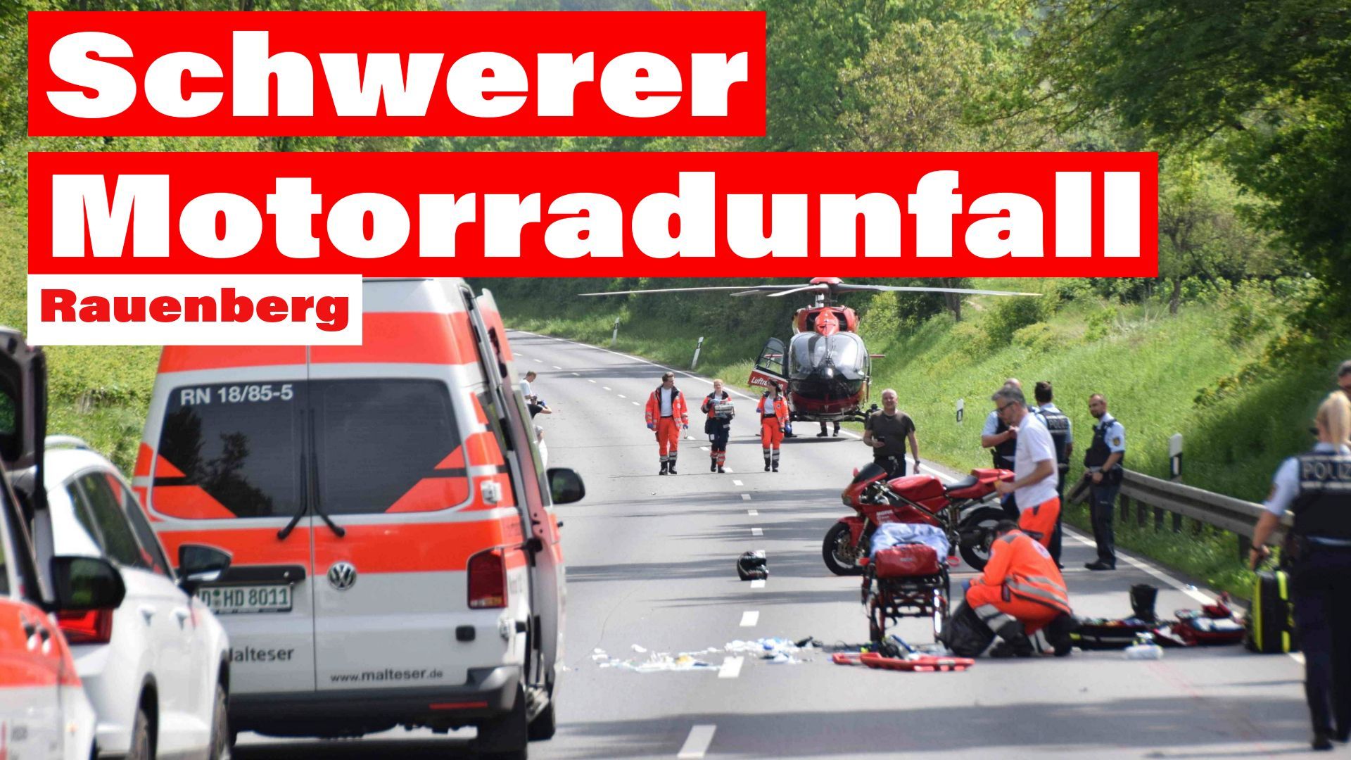 Schwerer Motorradunfall auf B39 bei Rauenberg: Lebensgefahr nach Helmverlust