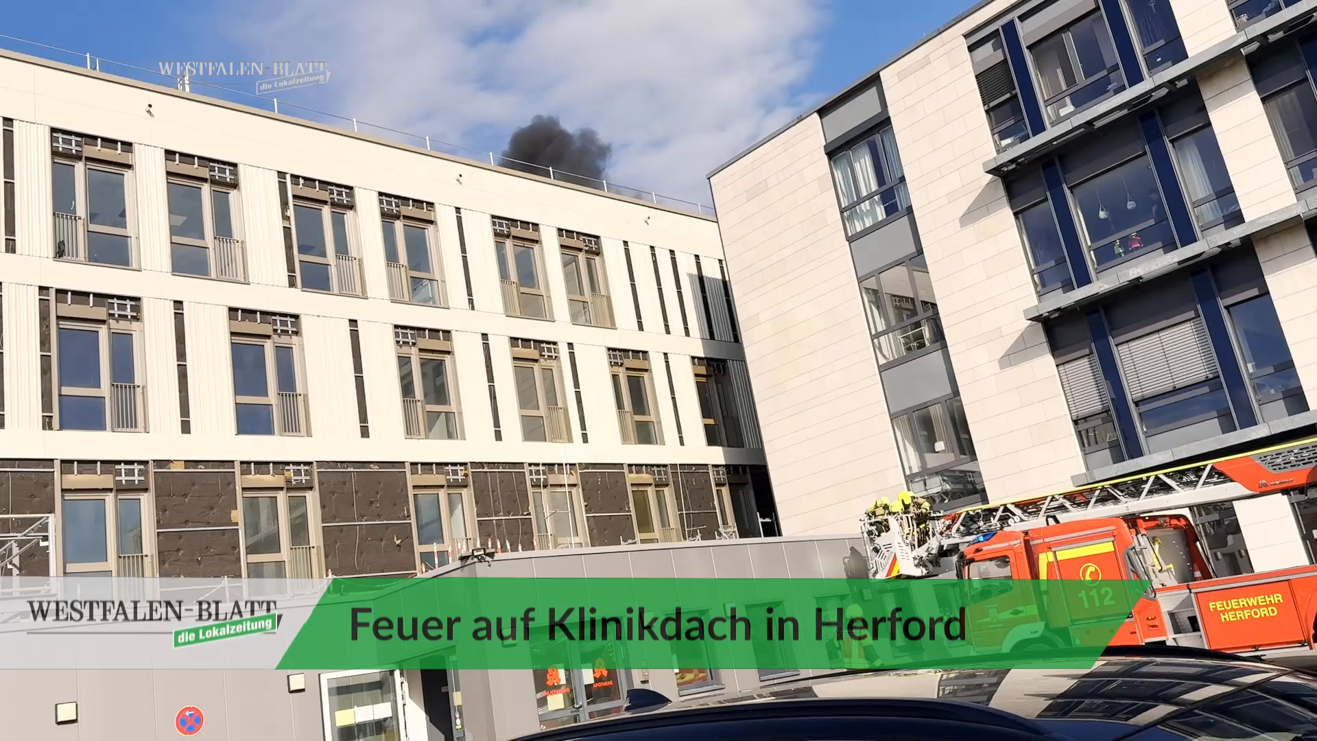 Video: Herford: Feuer am Dach des Klinikneubaus ausgebrochen